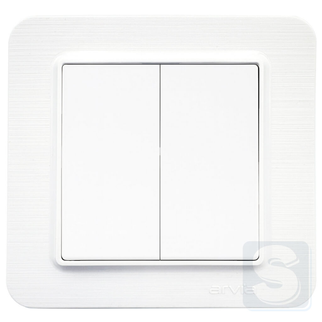 Выключатель двухклавишный Arvia Electric Lavin Белый